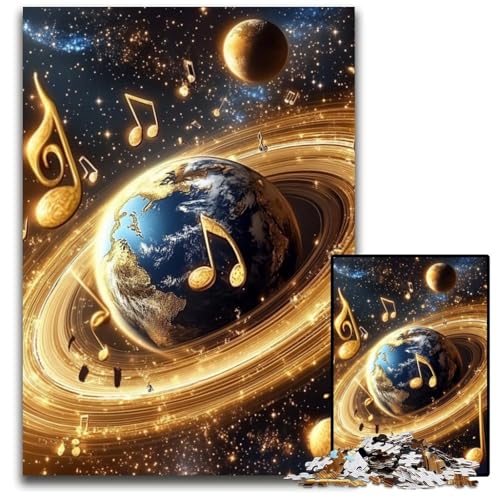 1000-teiliges Puzzle für Erwachsene, Musik, Galaxie, Erde, Karton-Puzzle, interaktives Familienspiel, geeignet für Kinder ab 14 Jahren, 26x38cm von JIANGENNF