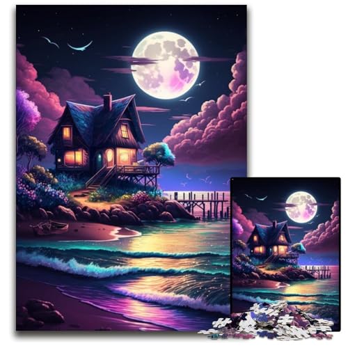 1000-teiliges Puzzle für Erwachsene, Neon-Strandhaus-Puzzles für Erwachsene, anspruchsvolles DIY-Denkspiel für Teenager, 26x38cm/10,23x14,96 Zoll 1000-teiliges Puzzle für Erwachsene, Neon-Strandhaus-Puzzles für Erwachsene, anspruchsvolles DIY-Denkspiel für Teenager, 26x38cm/10,23x14,96 Zoll von JIANGENNF