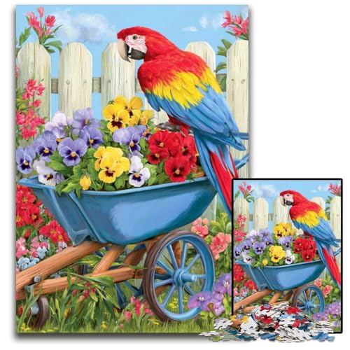1000-teiliges Puzzle für Erwachsene, Papagei, Holzpuzzle, Spiel für Erwachsene, Geschenk, interaktives Familienspiel, Gehirn-Herausforderung, Geschenk, 50x75cm von JIANGENNF