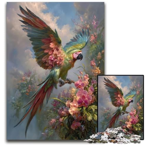 1000-teiliges Puzzle für Erwachsene, Papagei, Papppuzzle, Spielgeschenk für Erwachsene, interaktives Familienspiel, Gehirn-Herausforderungsgeschenk, 26x38cm von JIANGENNF