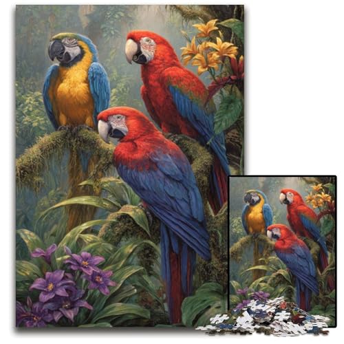 1000-teiliges Puzzle für Erwachsene, Papageien und Hänflinge, schwieriges und anspruchsvolles Holzpuzzle, tolle Geschenke und Spielzeuge für Kinder ab 14 Jahren, 50x75cm von JIANGENNF
