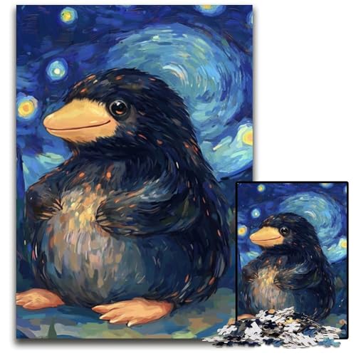 1000-teiliges Puzzle für Erwachsene, Pinguin am Nachthimmel, Holzpuzzle, anspruchsvolles Denkspiel für Teenager, Spaß für den Familienspielabend, 50x75cm von JIANGENNF