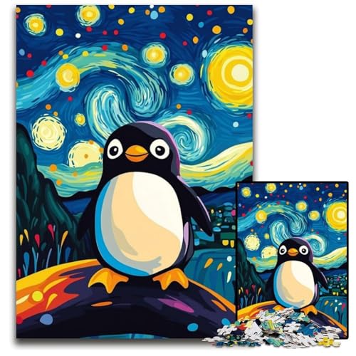 1000-teiliges Puzzle für Erwachsene, Pinguin am Nachthimmel, Papppuzzle für Erwachsene, Lernspiel, Herausforderungsspielzeug für Erwachsene Teenager, 26x38cm von JIANGENNF