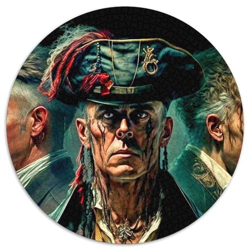 1000-teiliges Puzzle für Erwachsene, Piratenkapitän, rundes 1000-teiliges Puzzle, hochschwieriges Denkspiel für Teenager (Größe 67,5 x 67,5 cm) von JIANGENNF