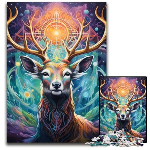 1000-teiliges Puzzle für Erwachsene, Psychedelic Deer, Unmögliches Puzzle für Erwachsene, perfekt als Geburtstags-, Weihnachts, 26x38cm/10,23x14,96 Zoll 1000-teiliges Puzzle für Erwachsene, Psychedelic Deer, Unmögliches Puzzle für Erwachsene, perfekt als Geburtstags-, Weihnachts, 26x38cm/10,23x14,96 Zoll von JIANGENNF