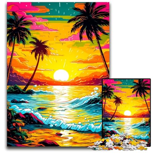 1000-teiliges Puzzle für Erwachsene, Retro-Strand-Sonnenuntergang-Puzzles für Erwachsene, anspruchsvolles DIY-Denkspiel, perfektes Familienspiel oder dekoratives Geschenk, 50x75cm/19,68x29,52 Zoll 1000-teiliges Puzzle für Erwachsene, Retro-Strand-Sonnenuntergang-Puzzles für Erwachsene, anspruchsvolles DIY-Denkspiel, perfektes Familienspiel oder dekoratives Geschenk, 50x75cm/19,68x29,52 Zoll von JIANGENNF