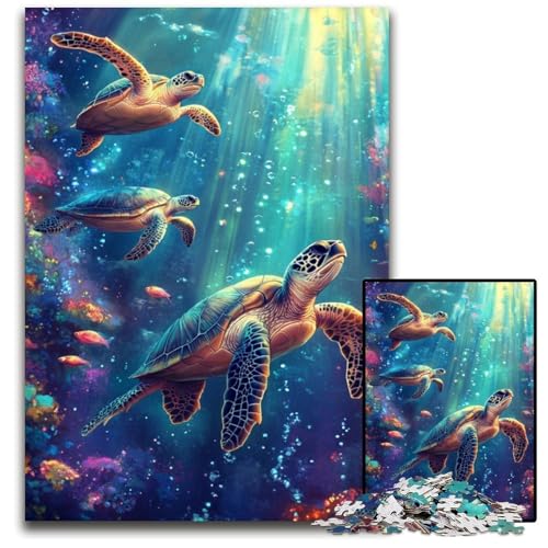 1000-teiliges Puzzle für Erwachsene, Schildkröte auf dem Meeresboden, Holzpuzzle, anspruchsvolles Denkspiel für Teenager, Spaß für den Familienspielabend, 50x75cm 1000-teiliges Puzzle für Erwachsene, Schildkröte auf dem Meeresboden, Holzpuzzle, anspruchsvolles Denkspiel für Teenager, Spaß für den Familienspielabend, 50x75cm von JIANGENNF