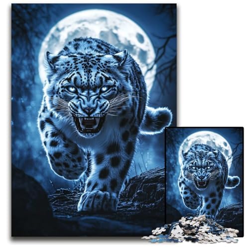 1000-teiliges Puzzle für Erwachsene, Schneeleopard, Holzpuzzle für Erwachsene, Lernspiel, Herausforderungsspielzeug für Erwachsene Teenager, 50x75cm von JIANGENNF