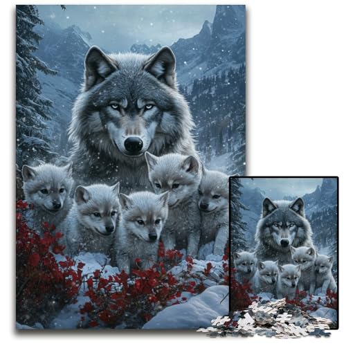1000-teiliges Puzzle für Erwachsene, Schneewolf, Holzpuzzle mit interaktivem Familienspiel, Kinder ab 14 Jahren, 50x75cm 1000-teiliges Puzzle für Erwachsene, Schneewolf, Holzpuzzle mit interaktivem Familienspiel, Kinder ab 14 Jahren, 50x75cm von JIANGENNF