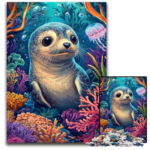 1000-teiliges Puzzle für Erwachsene, Seehund-Puzzle, Lernspielzeug, ganze Familie, ab 14 Jahren, 50x75cm 1000-teiliges Puzzle für Erwachsene, Seehund-Puzzle, Lernspielzeug, ganze Familie, ab 14 Jahren, 50x75cm von JIANGENNF