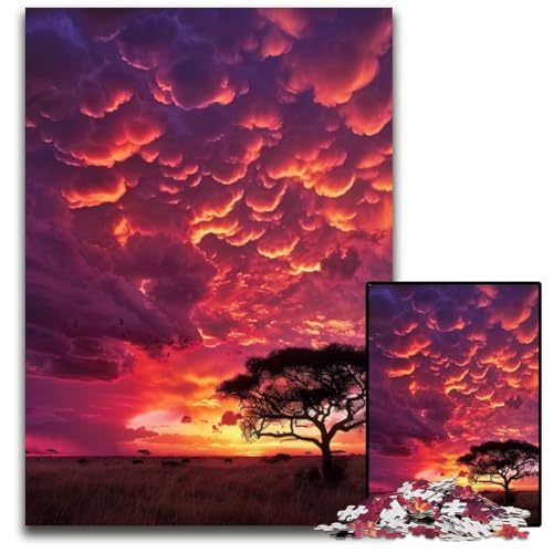 1000-teiliges Puzzle für Erwachsene, Sonnenuntergang, Holzpuzzle für Familienspaß, geeignet als Schreibtischdekoration für Kinder ab 14 Jahren, 50x75cm von JIANGENNF