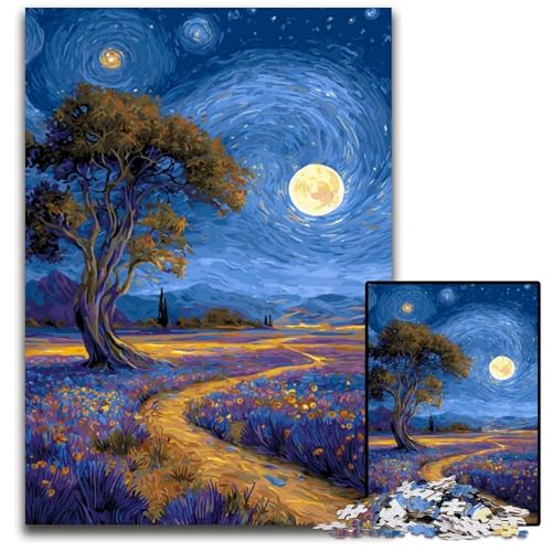 1000-teiliges Puzzle für Erwachsene, Sonnenuntergangslandschaft, Holzpuzzle, schwierig und herausfordernd, tolle Geschenke und Spielzeuge für 14-Jährige, 50x75cm von JIANGENNF
