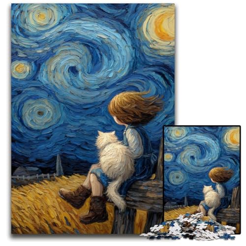 1000-teiliges Puzzle für Erwachsene, Sternenhimmel, Holzpuzzle für Erwachsene, Lernspiel, Herausforderungsspielzeug für Erwachsene Teenager, 50x75cm von JIANGENNF