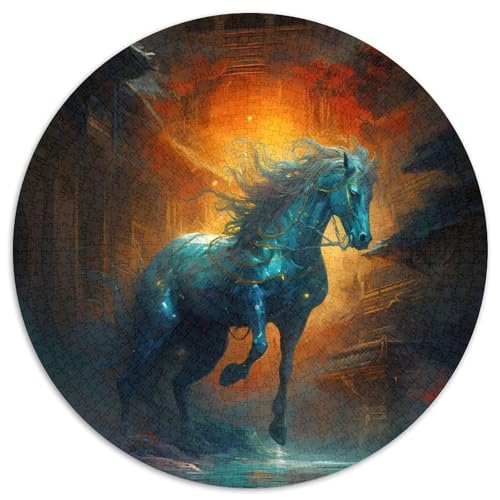 1000-teiliges Puzzle für Erwachsene, Tier-Pferd, rundes 1000-teiliges Puzzle, hochschwieriges Denkspiel für Jugendliche (Größe 67,5 x 67,5 cm) von JIANGENNF