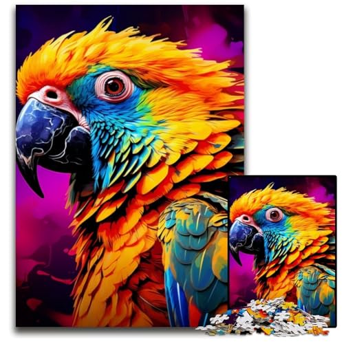 1000-teiliges Puzzle für Erwachsene, Tiere, Vögel, Papageien, anspruchsvolle Puzzles für Heimdekoration, Gehirntraining, 50x75cm/19,68x29,52 Zoll von JIANGENNF