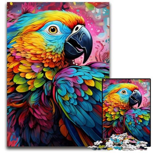1000-teiliges Puzzle für Erwachsene, Tiere, Vögel, Papageien, anspruchsvolle Puzzles für Heimdekoration, Gehirntraining, 50x75cm/19,68x29,52 Zoll von JIANGENNF