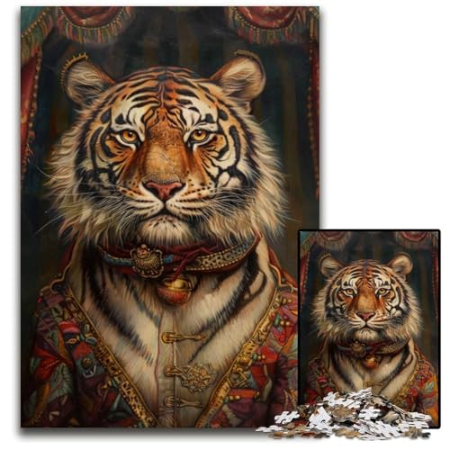 1000-teiliges Puzzle für Erwachsene, Tiger, Holzpuzzle für Erwachsene, Lernspiel, Herausforderungsspielzeug für Erwachsene Teenager, 50x75cm von JIANGENNF