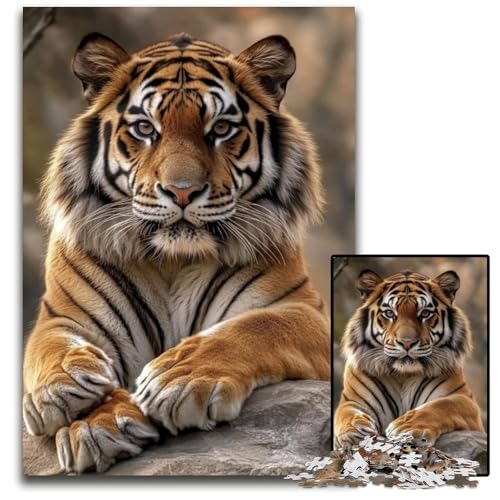 1000-teiliges Puzzle für Erwachsene, Tiger-Puzzle, Lernspielzeug, ganze Familie, ab 14 Jahren, 26x38cm von JIANGENNF