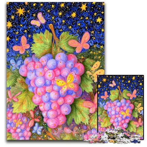 1000-teiliges Puzzle für Erwachsene, Trauben-Papppuzzle als Geschenk zur Heimdekoration, anspruchsvolles Familienspielzeug, perfekt für Spieleabende, 26x38cm von JIANGENNF