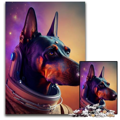 1000-teiliges Puzzle für Erwachsene, Weltraum-Dobermann, Puzzle für Erwachsene, Lernspielzeug für Jugendliche, Heimbüro-Dekor, 50x75cm/19,68x29,52 Zoll von JIANGENNF