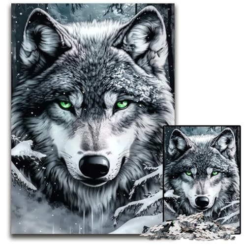 1000-teiliges Puzzle für Erwachsene, Wolf, Holzpuzzle für Erwachsene, Lernspiel, Herausforderungsspielzeug für Erwachsene Teenager, 50x75cm von JIANGENNF