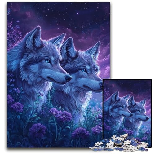 1000-teiliges Puzzle für Erwachsene, Wolfsfamilie, Holzpuzzle, dekomprimierendes intellektuelles Lernspielzeug, gutes Geschenk für Erwachsene und Teenager, 50x75cm 1000-teiliges Puzzle für Erwachsene, Wolfsfamilie, Holzpuzzle, dekomprimierendes intellektuelles Lernspielzeug, gutes Geschenk für Erwachsene und Teenager, 50x75cm von JIANGENNF