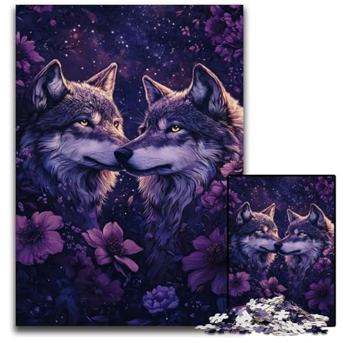 1000-teiliges Puzzle für Erwachsene, Wolfsfamilie, Holzpuzzle für Erwachsene, Lernspiel, Herausforderungsspielzeug für Erwachsene Teenager, 50x75cm von JIANGENNF