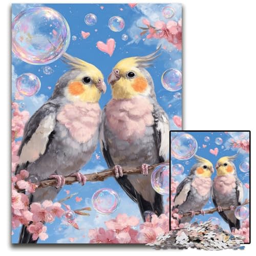 1000-teiliges Puzzle für Erwachsene, Zwei Papageien, Holzpuzzle, kompliziertes Design für Teenager, DIY-Dekor und gehirnfördernder Spaß, 50x75cm von JIANGENNF