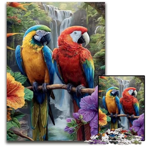 1000-teiliges Puzzle für Erwachsene, Zwei Papageien, Lernspielzeug, ganze Familie, ab 14 Jahren, 26x38cm von JIANGENNF