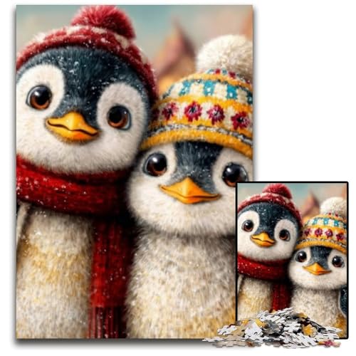 1000-teiliges Puzzle für Erwachsene, Zwei Pinguine, Lernspielzeug, ganze Familie, ab 14 Jahren, 50x75cm von JIANGENNF