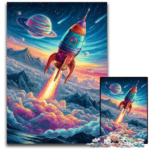 1000-teiliges Puzzle für Erwachsene, bewegliche Rakete, Holzpuzzle, Weihnachten, Halloween, Ostern, Neujahr, 50x75cm 1000-teiliges Puzzle für Erwachsene, bewegliche Rakete, Holzpuzzle, Weihnachten, Halloween, Ostern, Neujahr, 50x75cm von JIANGENNF
