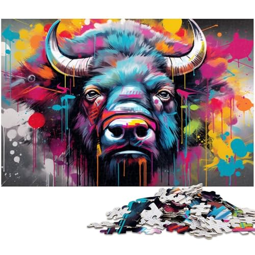 1000-teiliges Puzzle für Erwachsene, buntes Büffel-Puzzle für Erwachsene, für Teenager und Familienspaß – DIY-Denkspiel, Geschenk, 50 x 75 cm / 19,68 x 29,52 Zoll 1000-teiliges Puzzle für Erwachsene, buntes Büffel-Puzzle für Erwachsene, für Teenager und Familienspaß – DIY-Denkspiel, Geschenk, 50 x 75 cm / 19,68 x 29,52 Zoll von JIANGENNF