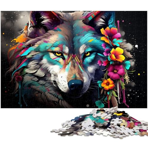 1000-teiliges Puzzle für Erwachsene, buntes Wolfs-Puzzle für Erwachsene, für Teenager und Familienspaß – DIY-Denkspiel, Geschenk, 26 x 38 cm / 10,23 x 14,96 Zoll 1000-teiliges Puzzle für Erwachsene, buntes Wolfs-Puzzle für Erwachsene, für Teenager und Familienspaß – DIY-Denkspiel, Geschenk, 26 x 38 cm / 10,23 x 14,96 Zoll von JIANGENNF