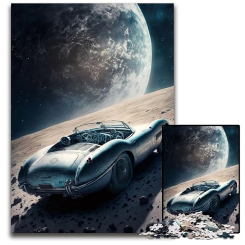 1000-teiliges Puzzle für Erwachsene, klassisches Auto auf dem Mond, Puzzle für Erwachsene, Lernspielzeug für Teenager, Heimbüro-Dekor, 26x38cm/10,23x14,96 Zoll von JIANGENNF