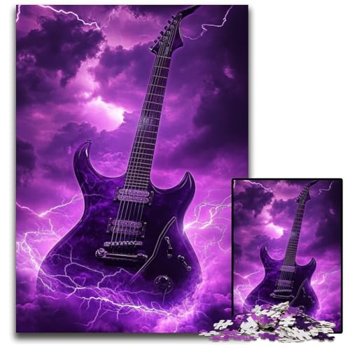 1000-teiliges Puzzle für Erwachsene, lila Gitarre, Karton-Puzzle, Lernspiele, mit passendem Poster und Quizblatt, für Kinder ab 14 Jahren, 26x38cm 1000-teiliges Puzzle für Erwachsene, lila Gitarre, Karton-Puzzle, Lernspiele, mit passendem Poster und Quizblatt, für Kinder ab 14 Jahren, 26x38cm von JIANGENNF