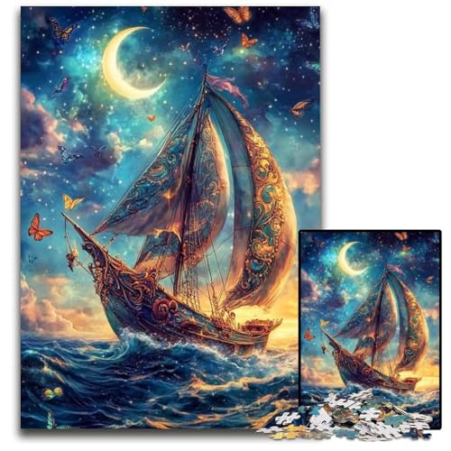 1000-teiliges Puzzle für Erwachsene, magisches Bootspuzzle, Lernspielzeug, ganze Familie, ab 14 Jahren, 26x38cm von JIANGENNF