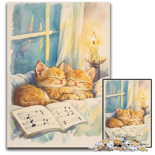 1000-teiliges Puzzle für Erwachsene, schlafende Katze, Lernspielzeug, ganze Familie, ab 14 Jahren, 50x75cm 1000-teiliges Puzzle für Erwachsene, schlafende Katze, Lernspielzeug, ganze Familie, ab 14 Jahren, 50x75cm von JIANGENNF