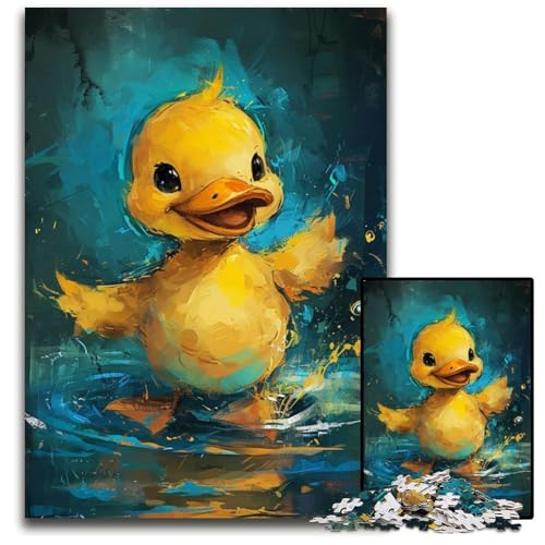 1000-teiliges Puzzle für Erwachsene, süße kleine gelbe Ente, Papp-Puzzle für Erwachsene, Familienaktivität, Heimdekoration, 26x38cm/10,23x14,96 Zoll 1000-teiliges Puzzle für Erwachsene, süße kleine gelbe Ente, Papp-Puzzle für Erwachsene, Familienaktivität, Heimdekoration, 26x38cm/10,23x14,96 Zoll von JIANGENNF