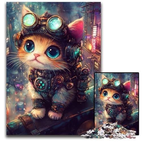 1000-teiliges Puzzle für Erwachsene, süßes Katzenpuzzle, Lernspielzeug, ganze Familie, ab 14 Jahren, 26x38cm von JIANGENNF