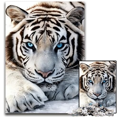 1000-teiliges Puzzle für Erwachsene, weißer Tiger, Holzpuzzle, anspruchsvolles Denkspiel für Teenager, Spaß für den Familienspielabend, 50x75cm 1000-teiliges Puzzle für Erwachsene, weißer Tiger, Holzpuzzle, anspruchsvolles Denkspiel für Teenager, Spaß für den Familienspielabend, 50x75cm von JIANGENNF