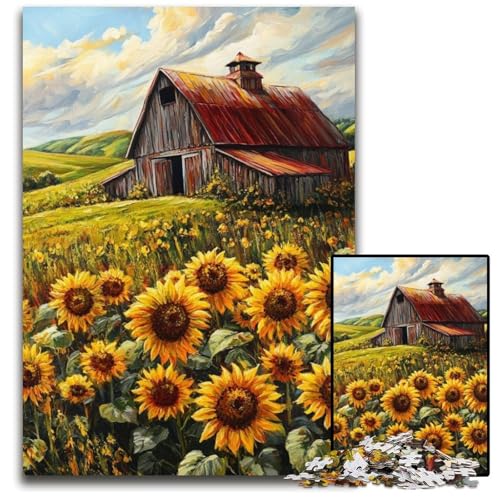 1000-teiliges Puzzle für Erwachsene und Jugendliche, Bauernhof-Sonnenblumen, Papppuzzle, Familienspaß beim Basteln, perfekt für Geburtstage, Feiertage, 26x38cm 1000-teiliges Puzzle für Erwachsene und Jugendliche, Bauernhof-Sonnenblumen, Papppuzzle, Familienspaß beim Basteln, perfekt für Geburtstage, Feiertage, 26x38cm von JIANGENNF