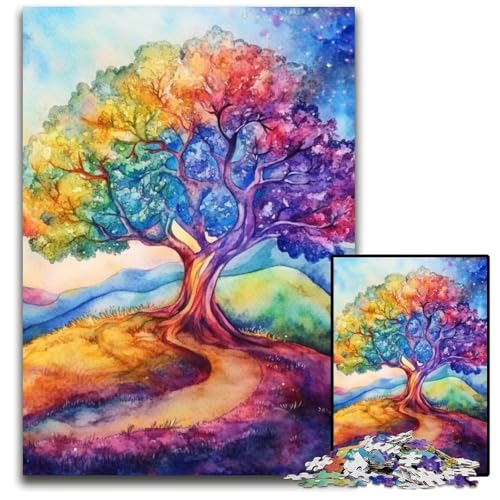 1000-teiliges Puzzle für Erwachsene und Jugendliche, Baum des Lebens, schwieriges und herausforderndes Holzpuzzle, tolle Geschenke und Spielzeuge für 14-Jährige, 50x75cm von JIANGENNF