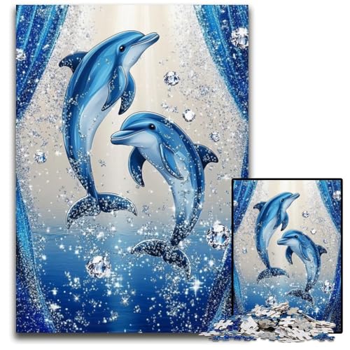 1000-teiliges Puzzle für Erwachsene und Jugendliche, Diamant-Delfin-Puzzle aus Pappe, Spaß für die ganze Familie, Basteln, perfekt für Geburtstage, Feiertage, 26x38cm 1000-teiliges Puzzle für Erwachsene und Jugendliche, Diamant-Delfin-Puzzle aus Pappe, Spaß für die ganze Familie, Basteln, perfekt für Geburtstage, Feiertage, 26x38cm von JIANGENNF