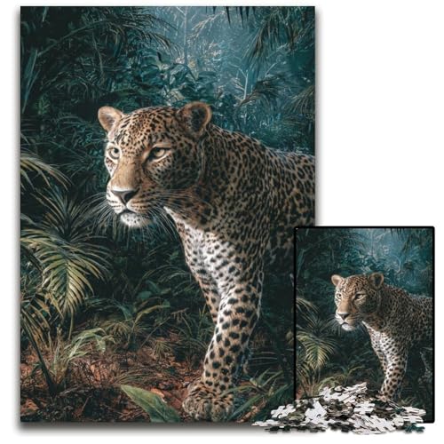 1000-teiliges Puzzle für Erwachsene und Jugendliche, Dschungel-Leopard, Holzpuzzle, Geburtstage, Feiertage und als Heimdekoration, 50x75cm von JIANGENNF