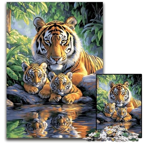 1000-teiliges Puzzle für Erwachsene und Jugendliche, Dschungeltiger, Papppuzzle, Familienspaß beim Basteln, perfekt für Geburtstage, Feiertage, 26x38cm 1000-teiliges Puzzle für Erwachsene und Jugendliche, Dschungeltiger, Papppuzzle, Familienspaß beim Basteln, perfekt für Geburtstage, Feiertage, 26x38cm von JIANGENNF