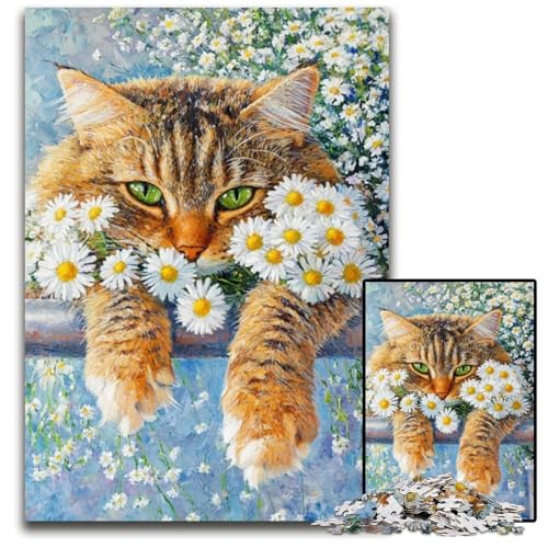 1000-teiliges Puzzle für Erwachsene und Jugendliche, Gänseblümchen- und Katzen-Puzzle aus Pappe, Spaß für die ganze Familie, Basteln, perfekt für Geburtstage, Feiertage, 26x38cm 1000-teiliges Puzzle für Erwachsene und Jugendliche, Gänseblümchen- und Katzen-Puzzle aus Pappe, Spaß für die ganze Familie, Basteln, perfekt für Geburtstage, Feiertage, 26x38cm von JIANGENNF