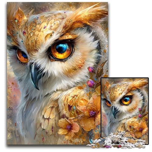 1000-teiliges Puzzle für Erwachsene und Jugendliche, Goldene Eule, Holzpuzzle für Erwachsene und Jugendliche, Lernspielzeug, Familienspiele, 50x75cm 1000-teiliges Puzzle für Erwachsene und Jugendliche, Goldene Eule, Holzpuzzle für Erwachsene und Jugendliche, Lernspielzeug, Familienspiele, 50x75cm von JIANGENNF
