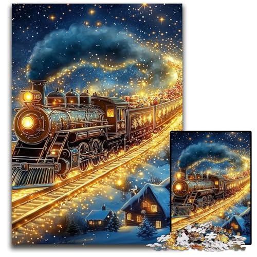 1000-teiliges Puzzle für Erwachsene und Jugendliche, Goldener Zug, Holzpuzzle, Familienspaß, Basteln, perfekt für Geburtstage, Feiertage, 50x75cm 1000-teiliges Puzzle für Erwachsene und Jugendliche, Goldener Zug, Holzpuzzle, Familienspaß, Basteln, perfekt für Geburtstage, Feiertage, 50x75cm von JIANGENNF