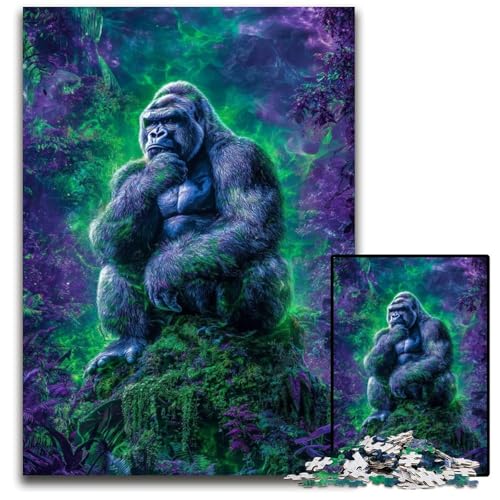 1000-teiliges Puzzle für Erwachsene und Jugendliche, Psychedelischer Schimpanse, Holzpuzzle, Familienspaß, Basteln, perfekt für Geburtstage, Feiertage, 50x75cm 1000-teiliges Puzzle für Erwachsene und Jugendliche, Psychedelischer Schimpanse, Holzpuzzle, Familienspaß, Basteln, perfekt für Geburtstage, Feiertage, 50x75cm von JIANGENNF