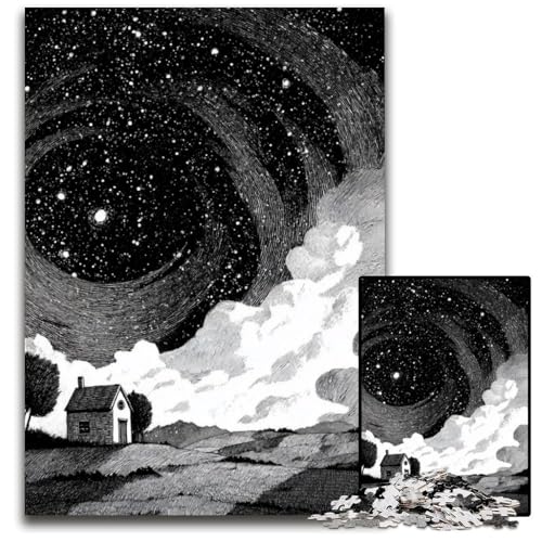 1000-teiliges Puzzle für Erwachsene und Jugendliche, Schwarz-Weiß-Sternenhimmel, Papppuzzle, Familienspaß beim Basteln, perfekt für Geburtstage, Feiertage, 26x38cm 1000-teiliges Puzzle für Erwachsene und Jugendliche, Schwarz-Weiß-Sternenhimmel, Papppuzzle, Familienspaß beim Basteln, perfekt für Geburtstage, Feiertage, 26x38cm von JIANGENNF